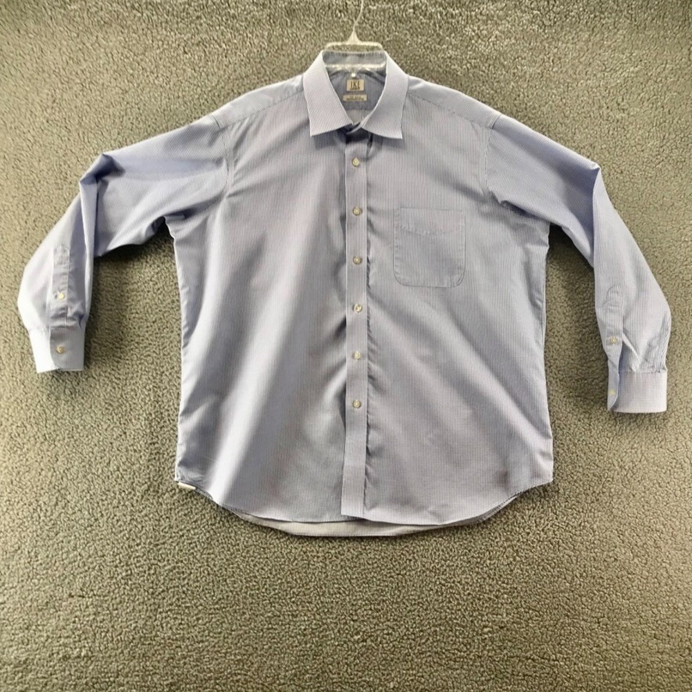 Ike Mens Long Sleeve Dress Shirt Blue/White Check Size 17 1/2 35